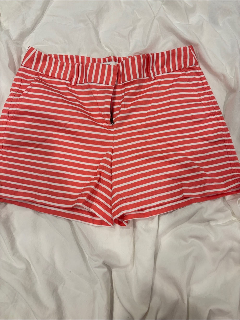 Vineyard Vines Coral and White Striped Women's Shorts